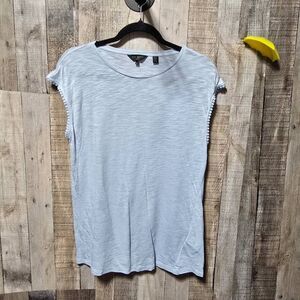 Ted Baker London Women's Tinah Light Blue Crew Neck Slub Tee 2 US 6 Basic Design